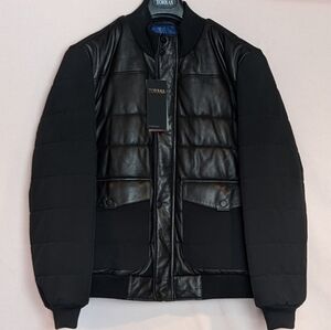 Torras Men's Black Luxury Black Leather Coat size 44